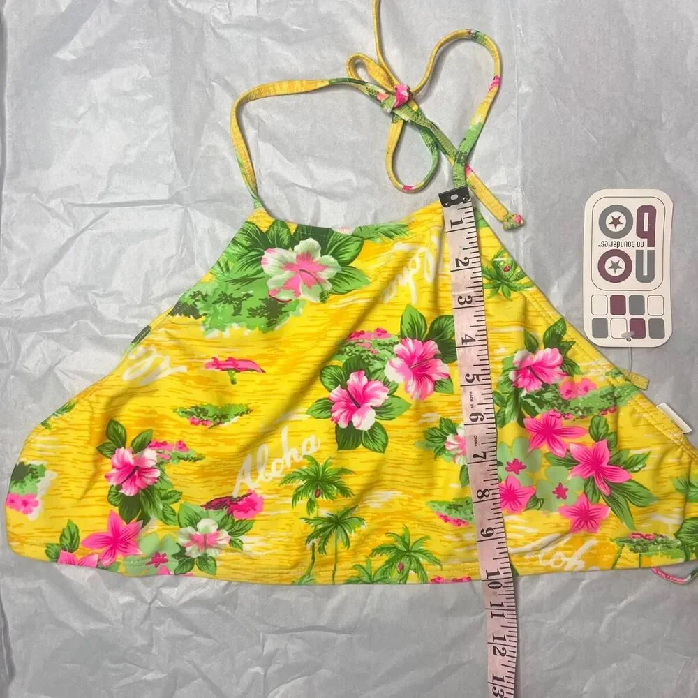 Y2K No Boundaries Yellow Aloha Halter Tankini Swim Top